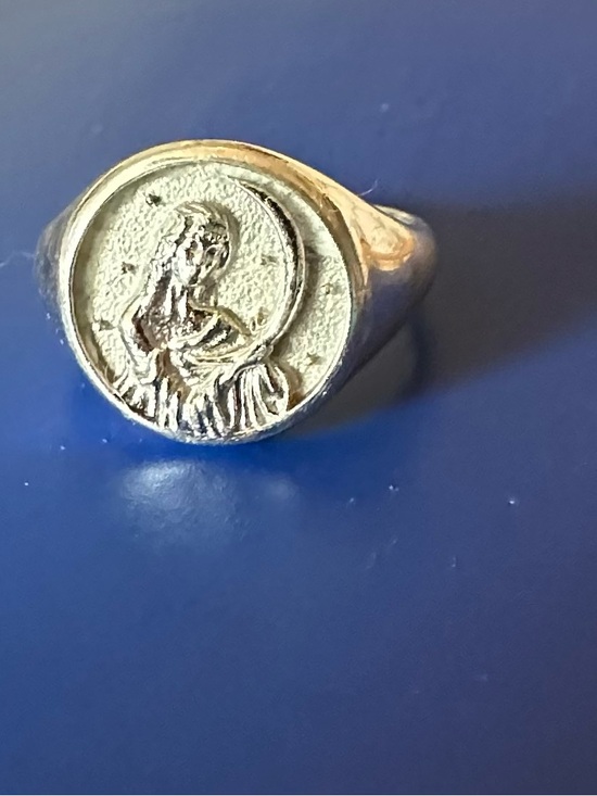 Awe Jewelry - AWE Selene Moon Goddess Round Medallion Sterling Silver Signet Ring size 7